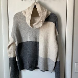 California Checkered Cowl Neck Sweater